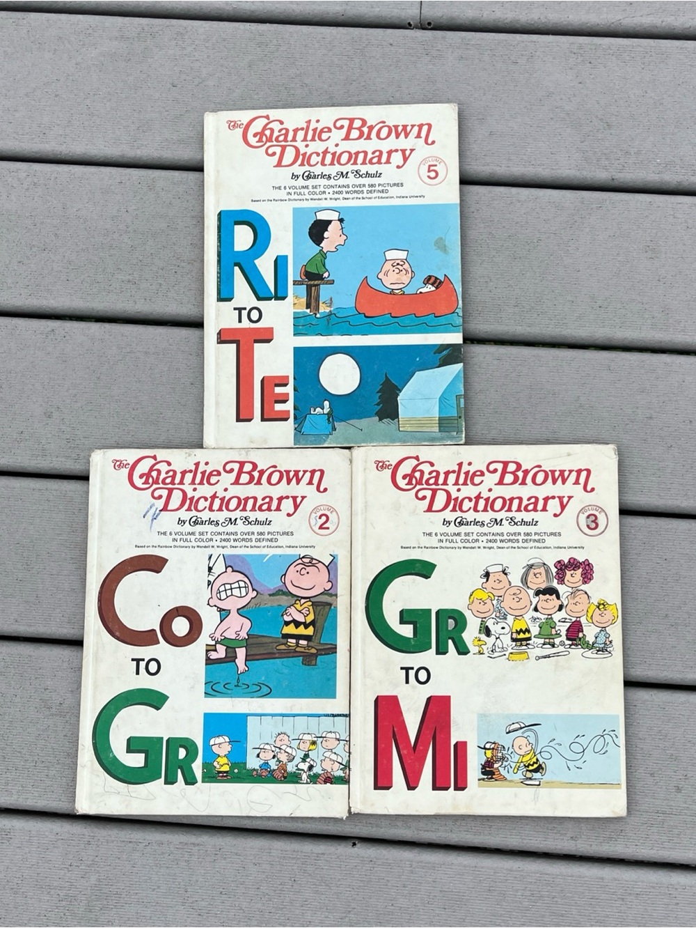 Set Of 3 The CHARLIE BROWN DICTIONARY by Charles M Schultz Volumes 2,3 & 5